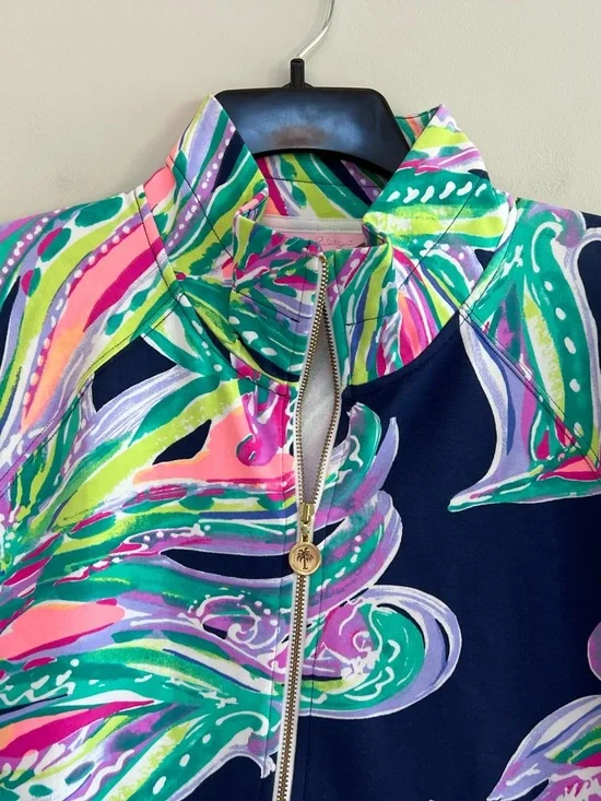 Lilly Pulitzer UPF 50+ Skipper Half Zip Long Sleeve Popover Bright Multicolor, M - Picture 4 of 11